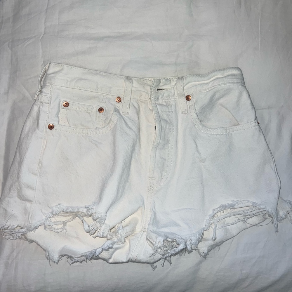 Levi’s High Rise White Jean Shorts